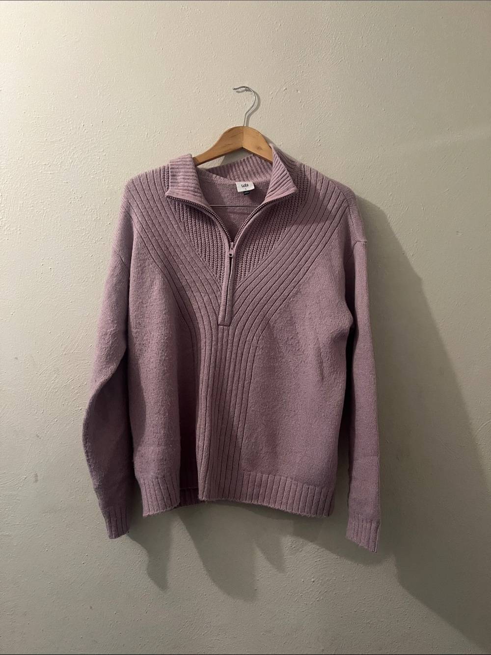 Cabi Purple lavender Knit Quarter Zip Sweater